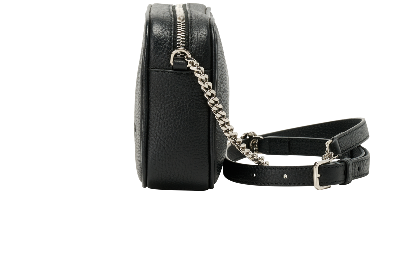 Long Camera Bag, &pound;390, Handbags, Black, Leather, Bottom view